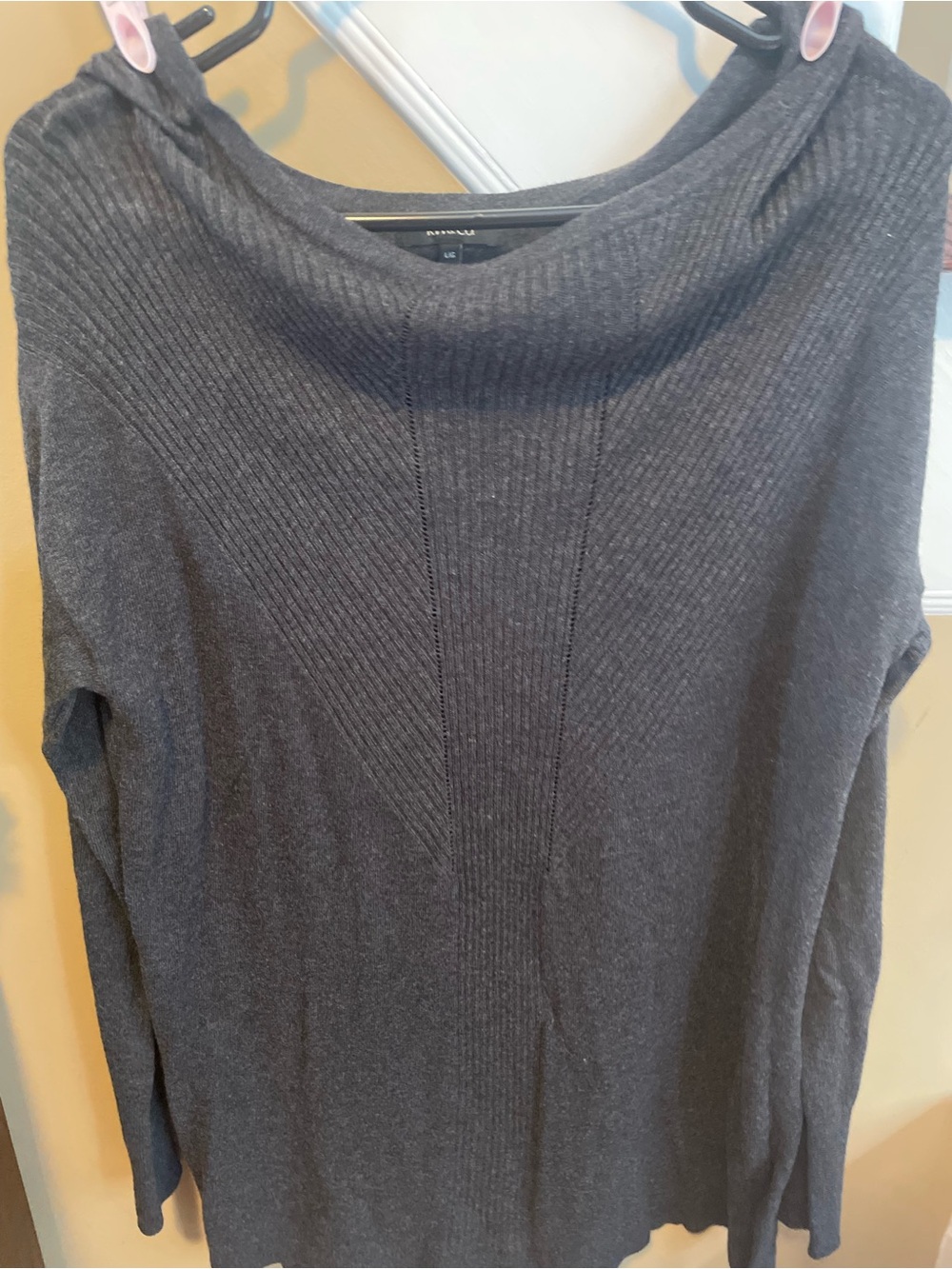 RW&CO. Dark Charcoal Ribbed Crewneck Sweater